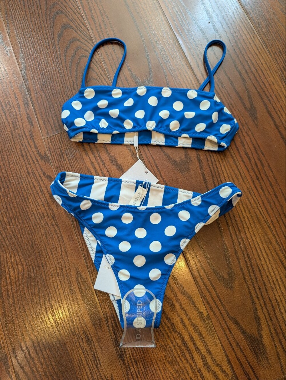 Solid & Striped New Daniela Reversible Blue White Swim Bikini S Vacation
